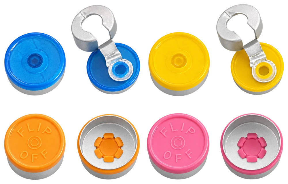 Flip-off and tear-off aluminium seals in a range of colours